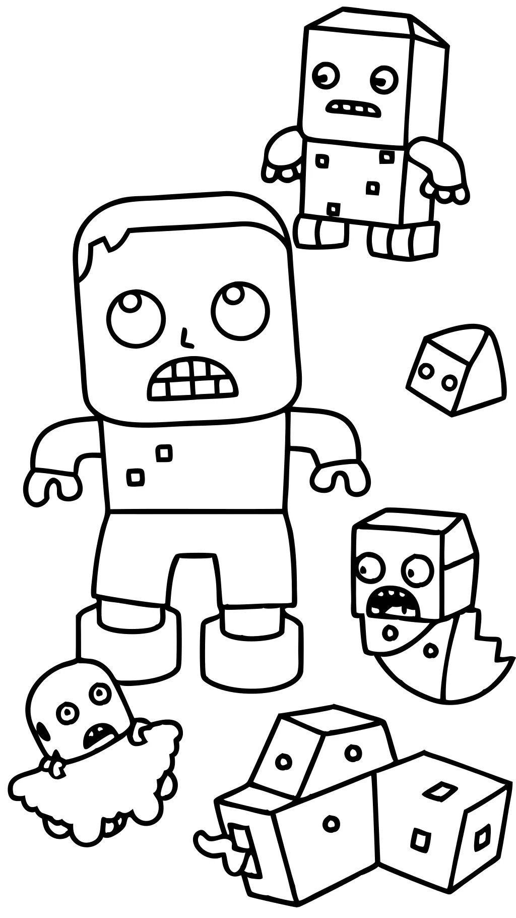 Página para colorear de zombie de Minecraft Baby Mobs